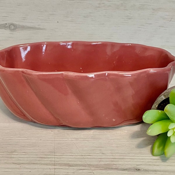 Vintage California U.S.A. Pottery Indoor Planter- Raspberry Sherbet Color retro 1950’s