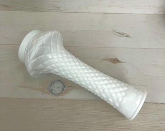 Vintage Randall Milk Glass Bud Vase: Quilted Diamond Carmella Pattern