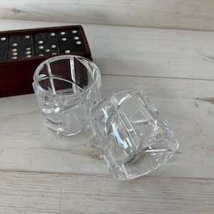 Vintage Lead Crystal Votive Candle Holders: MCM Cubist Decor, Set of 2
