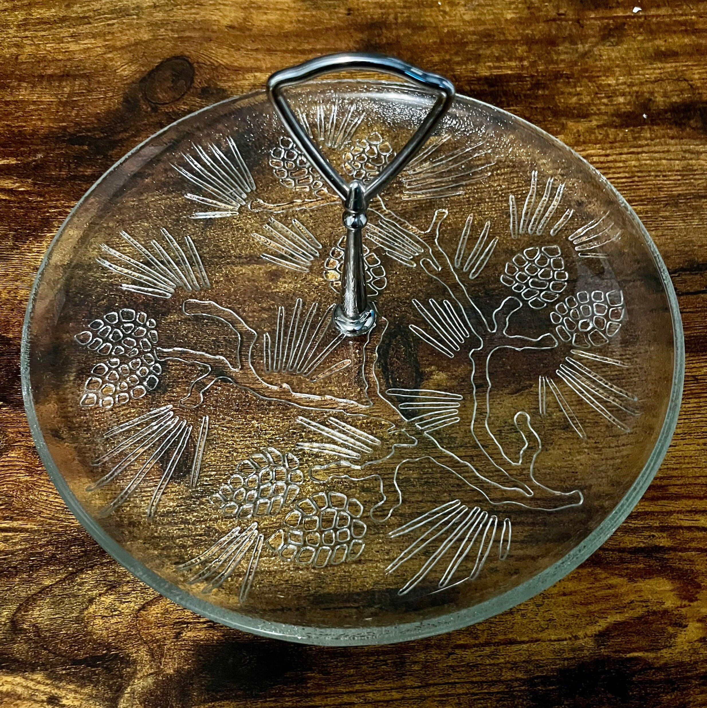 Tiara Glass ponderosa Pine Pattern Vintage Glass Serving Etsy