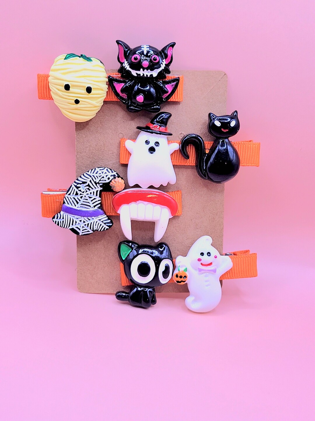 Halloween Hair Clips Pumpkin Bows Ghost Hair Clips Witch Etsy