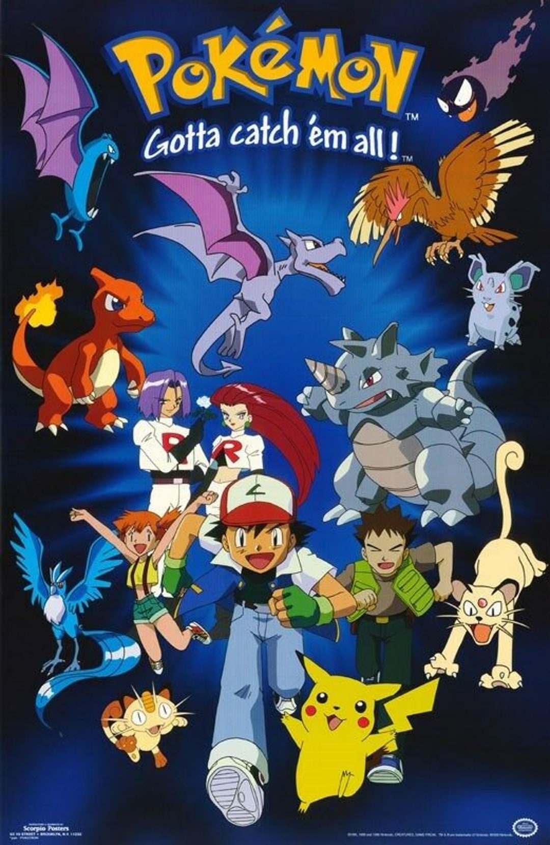 RARE Original Vintage 1995 Pokemon Cartoon TV Show Poster 