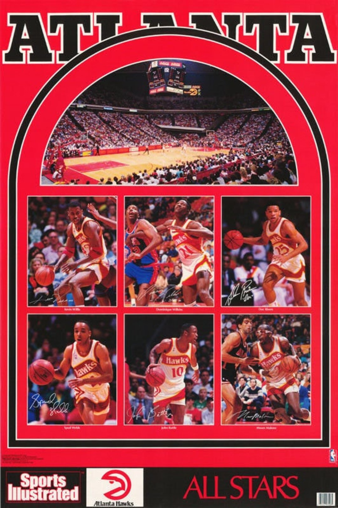 RARE Original Vintage 1990 Atlanta Hawks All Stars Players Etsy