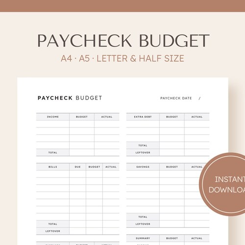 Paycheck Budget Printable Budget by Paycheck Workbook Etsy