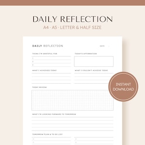 Daily Reflection Printable Daily Journal Template, to Do List PDF ...