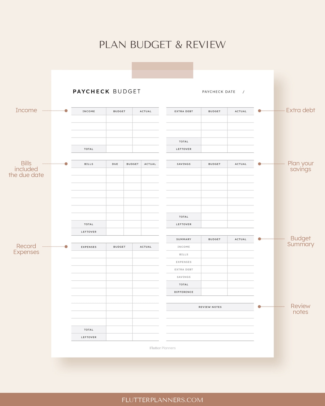 Paycheck Budget Printable | Budget by Paycheck Workbook Download ...