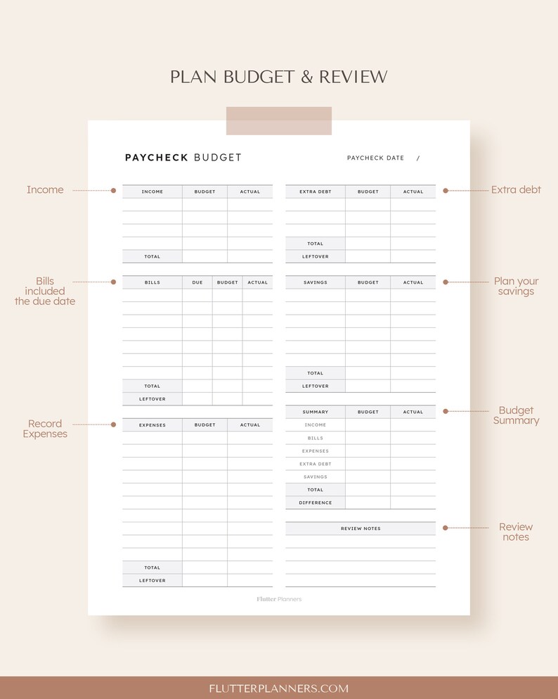 Paycheck Budget Printable Budget by Paycheck Workbook Download