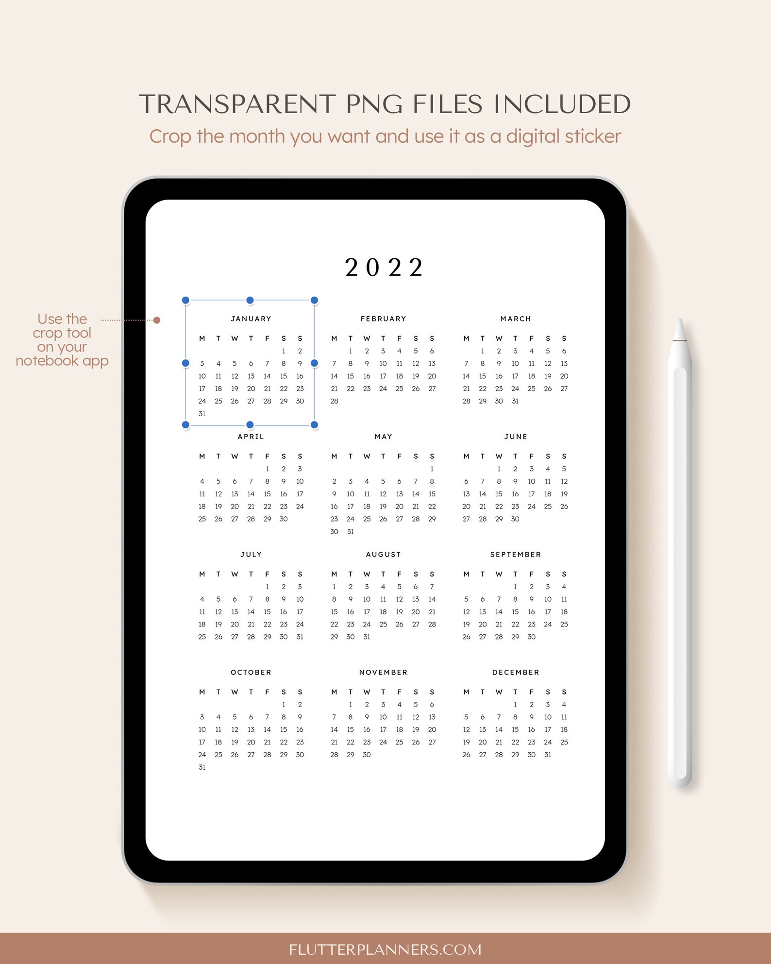 2022-23 Calendar Printable Yearly Calendar Digital Stickers - Etsy
