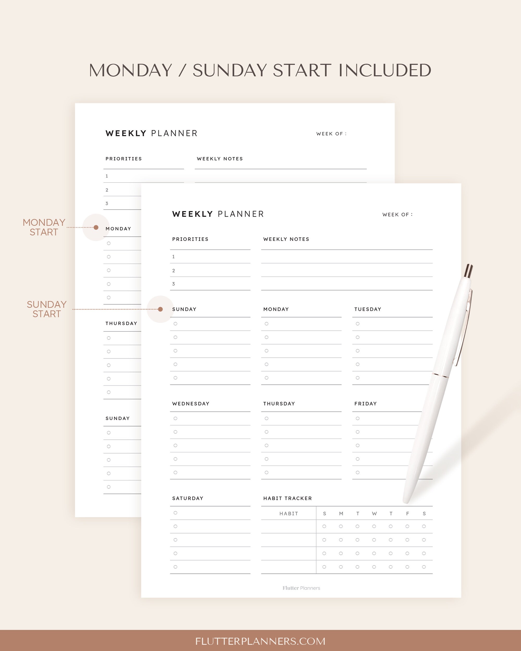 Weekly to Do List Printable Planner: Minimalist Organizer (PDF) - Etsy
