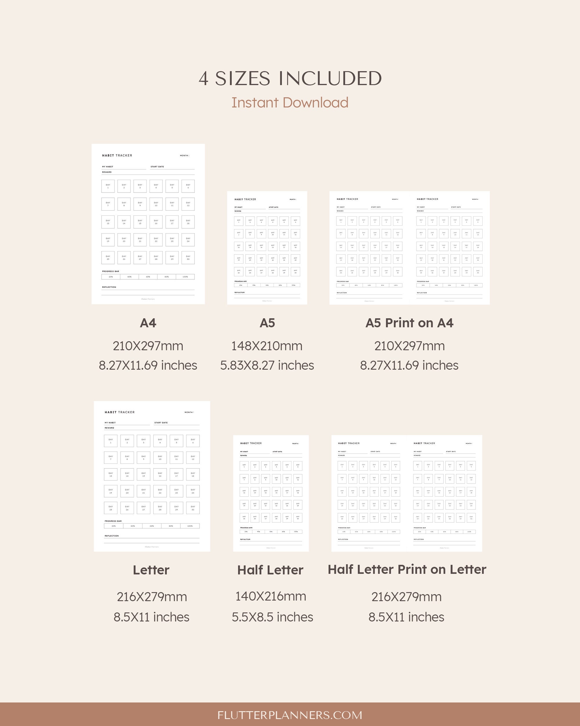 30 Days Habit Tracker Printable | Daily Routine Checklist PDF, Monthly ...