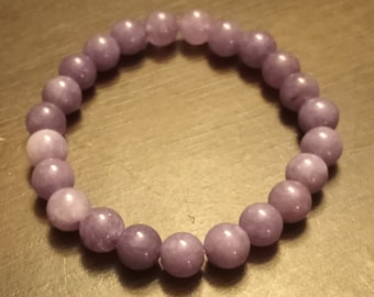 Lavender Purple Chalcedony Beaded Bracelet