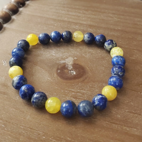 Lapis Lazuli & Yellow Agate (Peela Hakik) Ukraine Bracelet