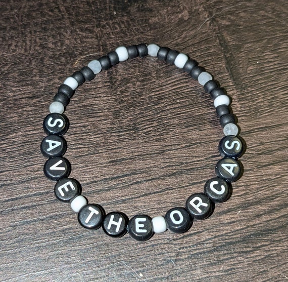 SAVE THE ORCAS Beaded Bracelet
