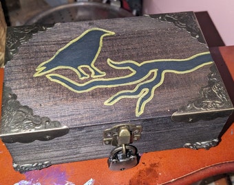 Black Crow Wooden Lock Box