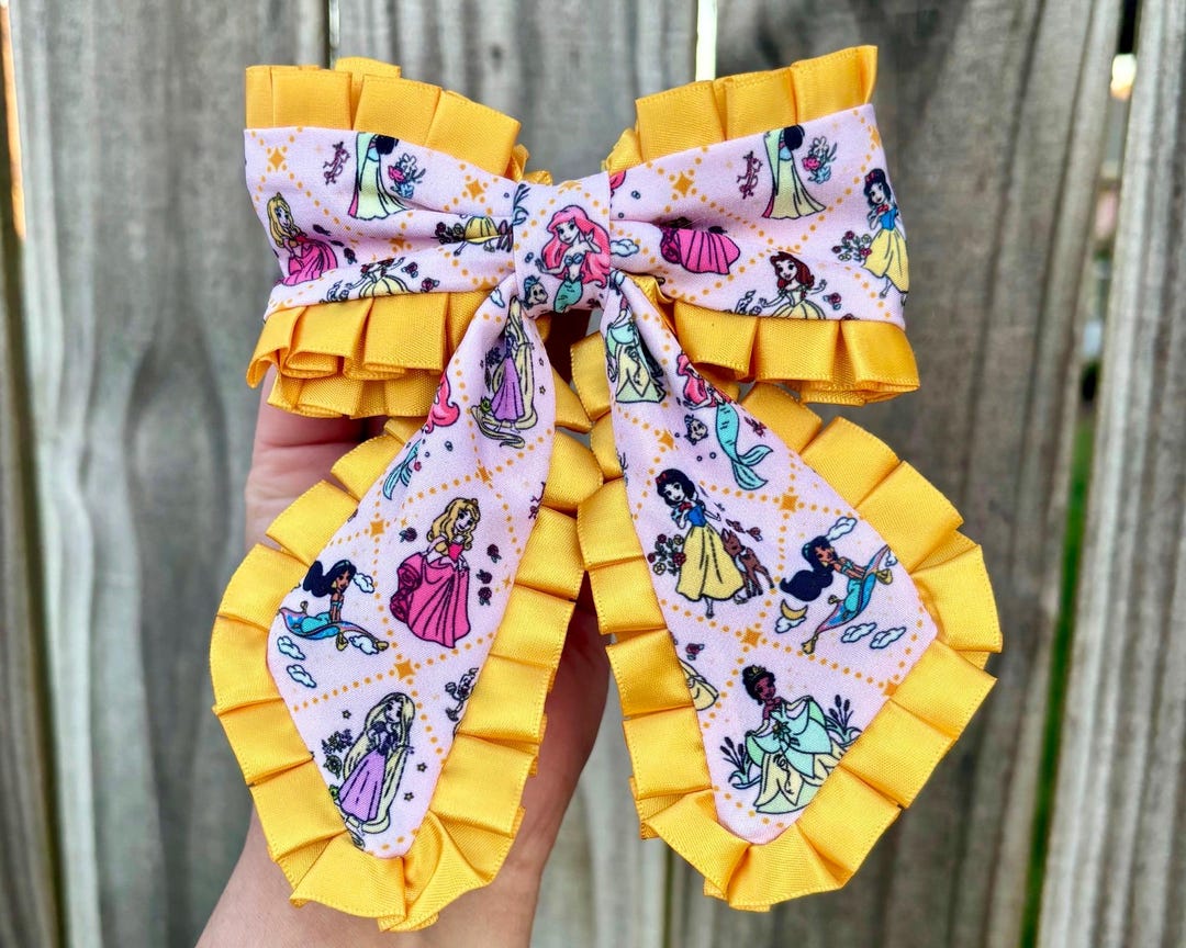 Disney Princess Inspired Satin Ruffle Hair Bow: Magical - Etsy