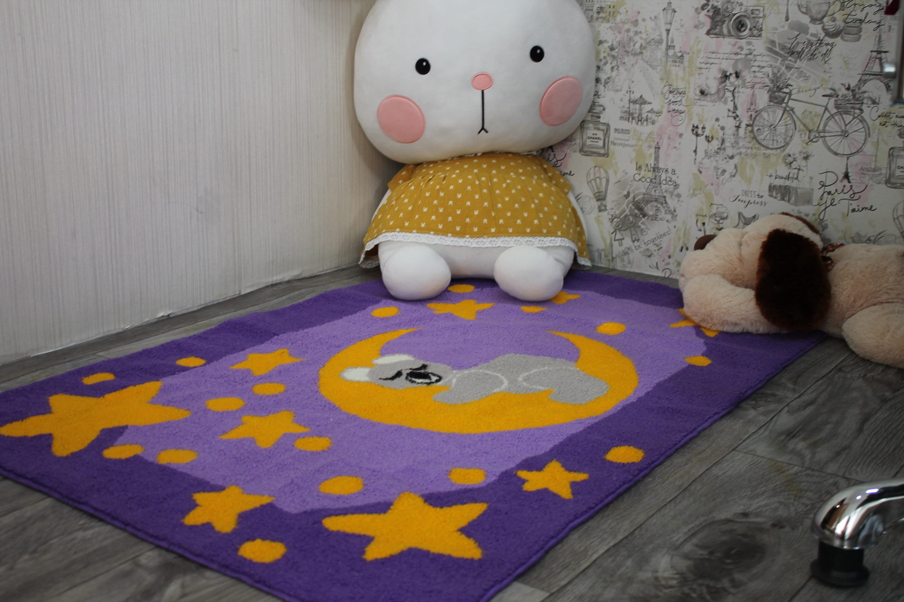 Woolen baby carpet with teddy bear Etsy
