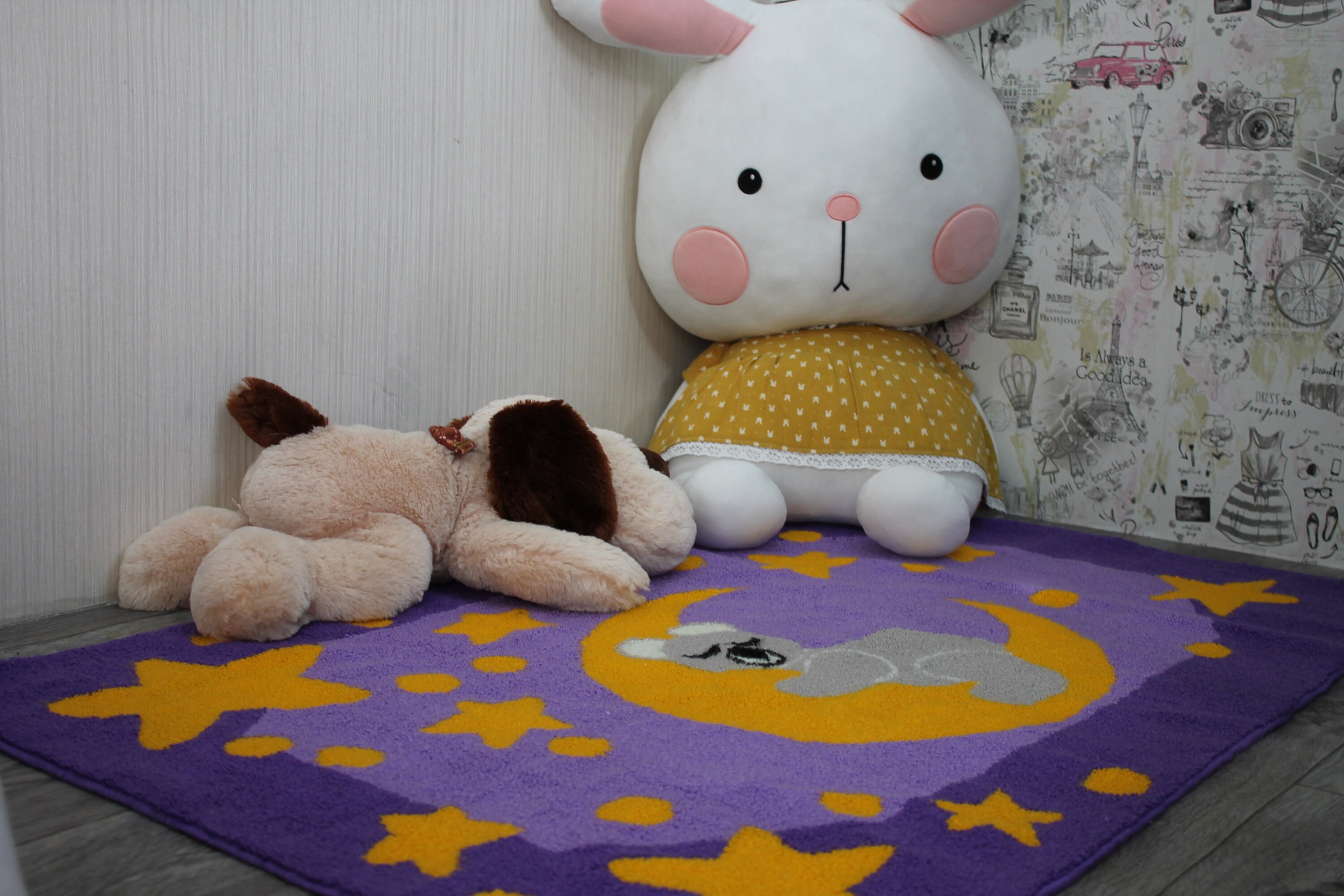 Woolen baby carpet with teddy bear Etsy