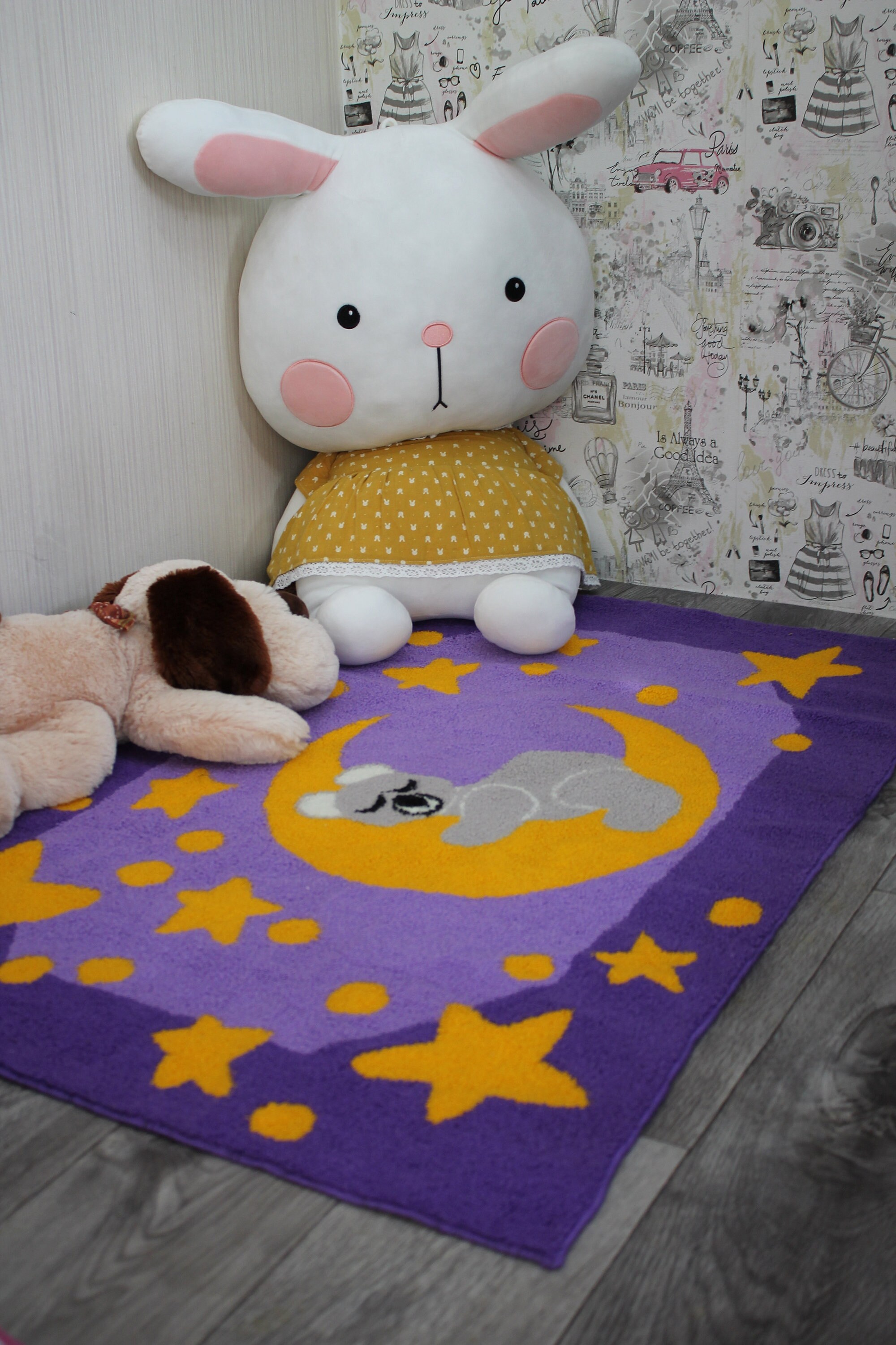 Woolen baby carpet with teddy bear Etsy