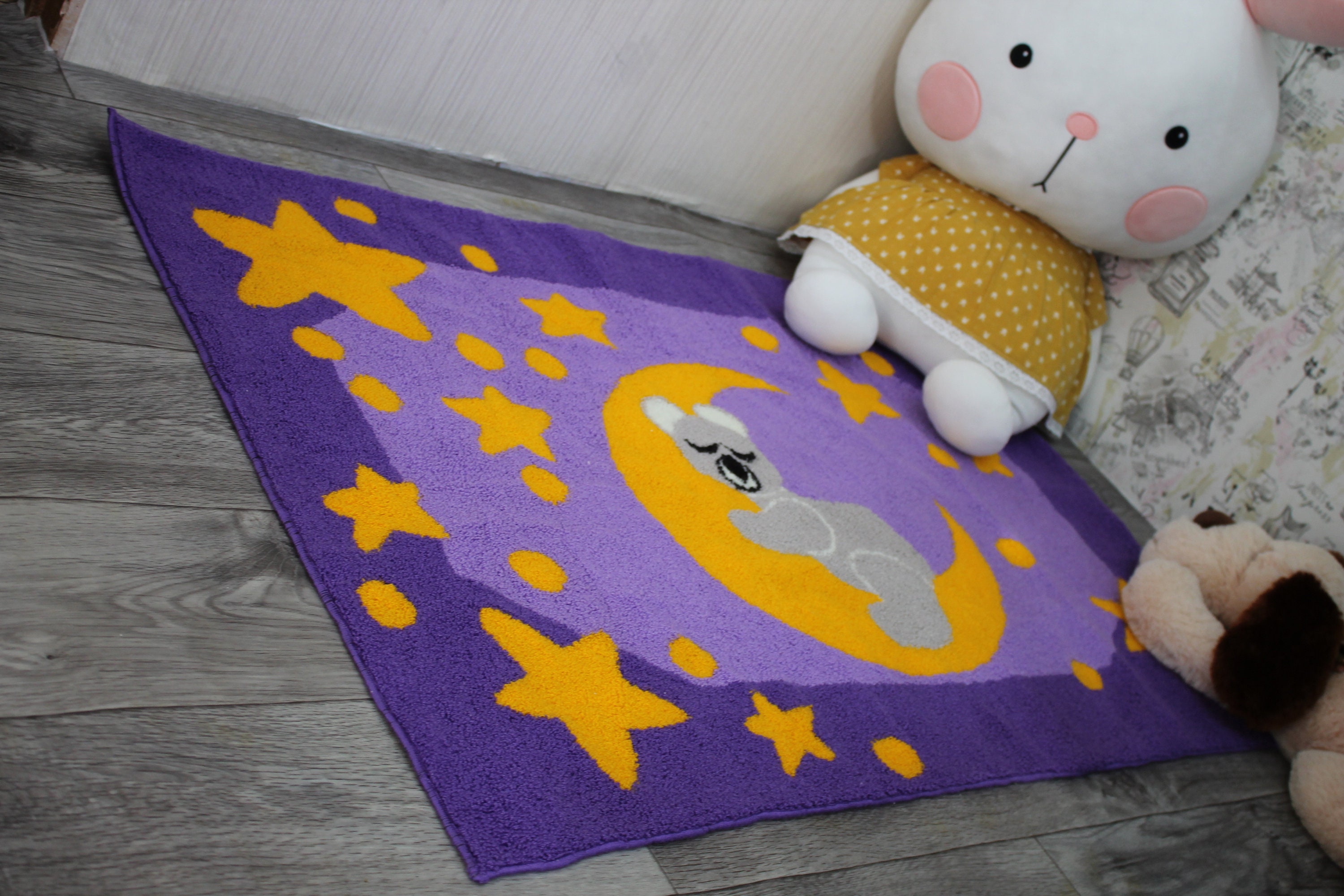 Woolen baby carpet with teddy bear Etsy