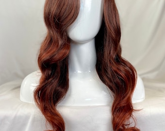 Long red lace frontal synthetic wig JENNIE LOWE synthetic red wig ombre