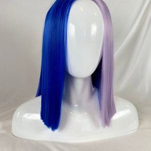 Blue and Purple Split Color Lace Closure Wig, 12 inch image 4
