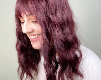 Burgundy medium length super soft synthetic wig