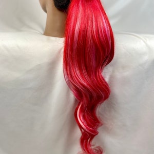 Long ponytail extension! 22” human hair ADORE Valentine’s Day red and pink clip in ponytail