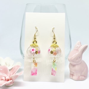 Handmade Japanese Wind chime earrings / Furin / Japanese / Handmade earrings / SAKURA