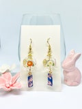 Handmade Japanese Wind chime earrings / Furin / Japanese / Handmade earrings / Tsubaki and Cherry blossoms (red&white) product logo