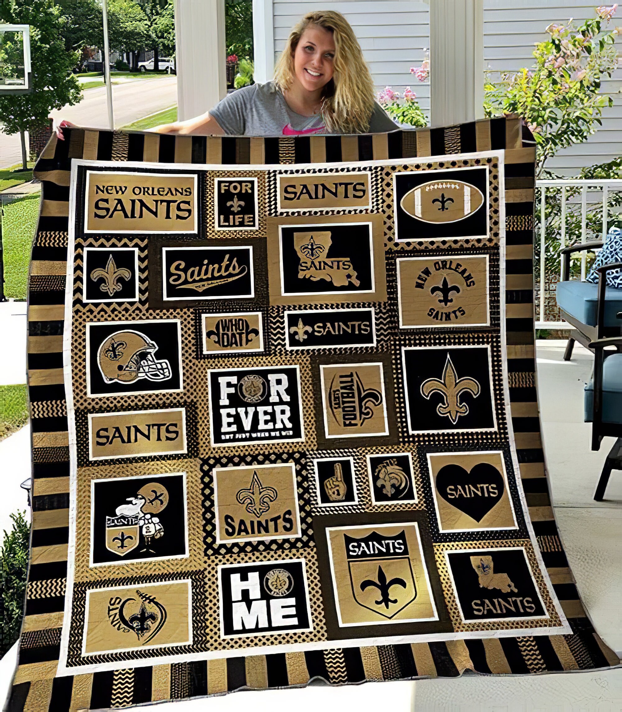 New Orleans Saints Quilt Blanket New Orleans Saints NFL Etsy