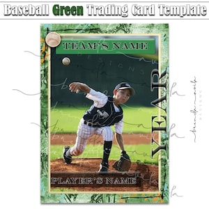 Baseball Trading Card Green Template- Wysoka jakość- Prezentacje Google