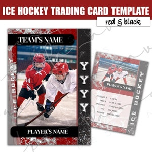 Modèle de carte à collectionner de hockey sur glace - Rouge et noir - Google Slides - Sports - Modifier