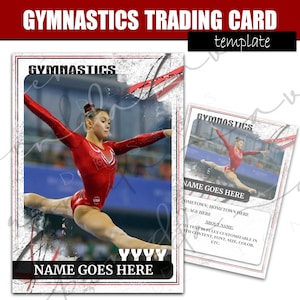 Red & Black Gymnastics Trading Card Template- Google Slides- Sports- Edit