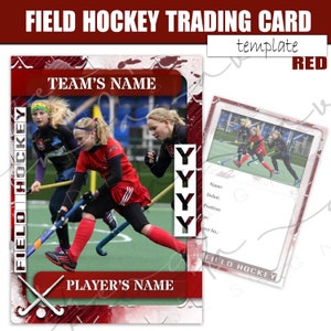 Red Field Hockey Trading Card Template- Google Slides- Sports- Edit