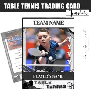 Gray & White Table Tennis Trading Card Template- High Quality- Sports Design