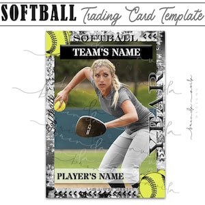 Black & White Softball Sammelkartenvorlage - Google Slides - Sports- Edit