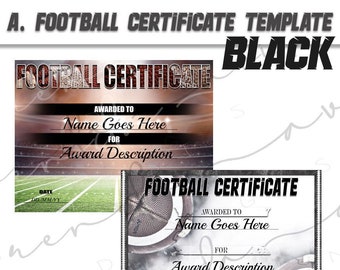 American Football Certificate Designs- Black- Google Slides- High Quality