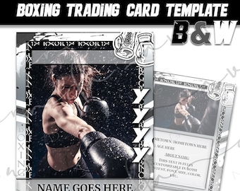 Boxing Trading Card Template- White & Black- Google Slides- Sports- Edit