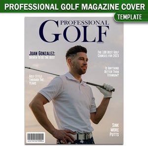 Professional Golf Magazine Cover Template- edit- Digital Instant Download - Google Slides