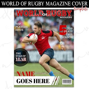 World of Rugby - Modèle de couverture de magazine - Personnalisé - Diapositives Google - Haute qualité