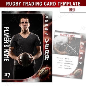 Modèle de carte à collectionner rugby - Rouge - Google Slides- Sports- Modifier