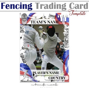 Fencing Trading Card Template Red & Blue- Google Slides- Sports- Edit