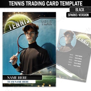 Tennis Trading Card- Sparks Version - Black - Google Slides- High Quality- Printable