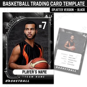 Basketball Trading Card Template - Splatter Version - Schwarz - Google Slides - Sport bearbeiten