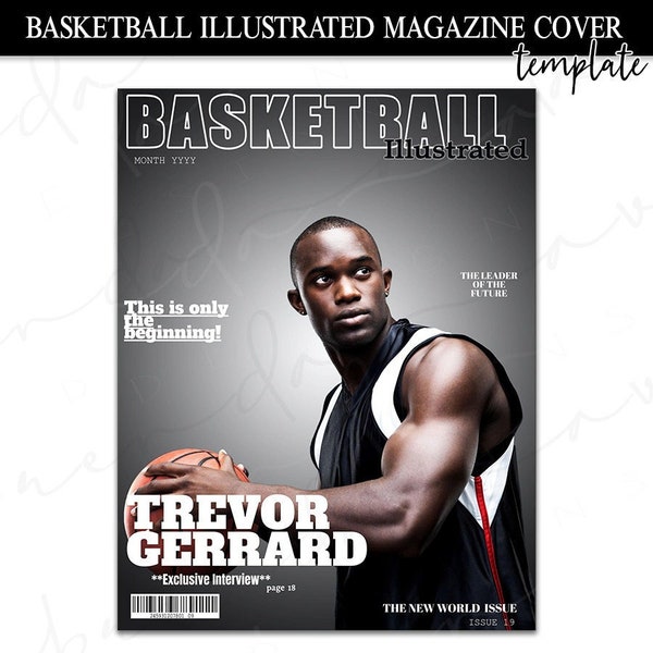 Basketball Illustrated Magazine Cover Template- Google Slides- High Resolution