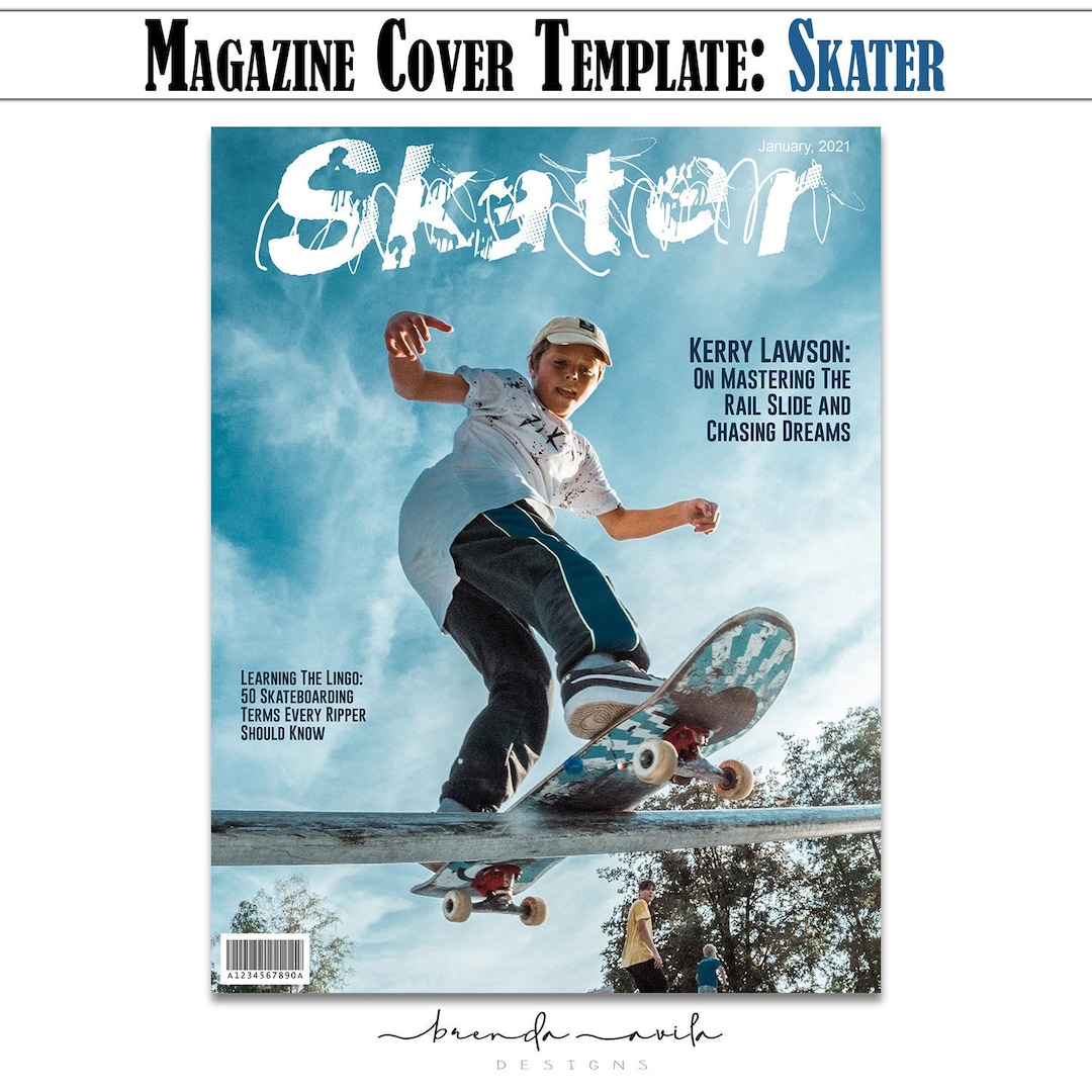 Skater Magazine Cover Template Custom High Quality Google Slides Etsy