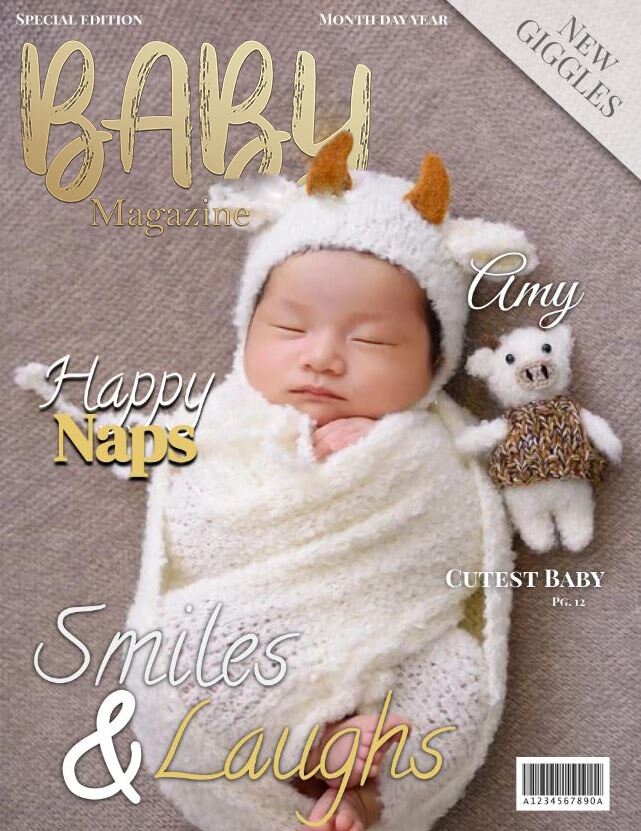 Baby Magazine Cover Template High Quality Google Slides Etsy