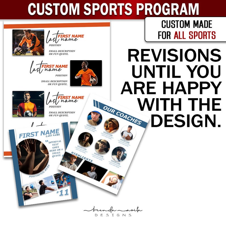 Multi Sports Program Covers Custom Sports Program - ALL SPORTS - Digital Design- High Quality ...