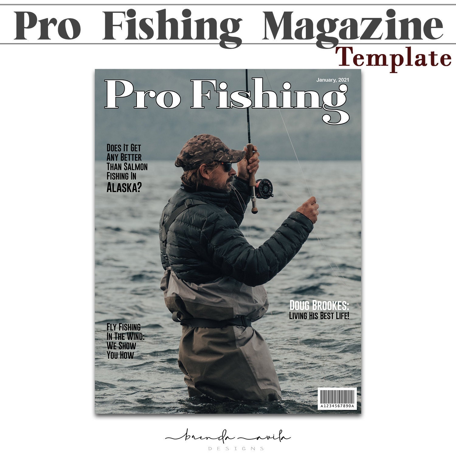 Pro Fishing Magazine Cover- Custom- Google Slides