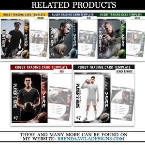 Rugby Trading Card Template- Red - Google Slides- Sports- Edit - Etsy
